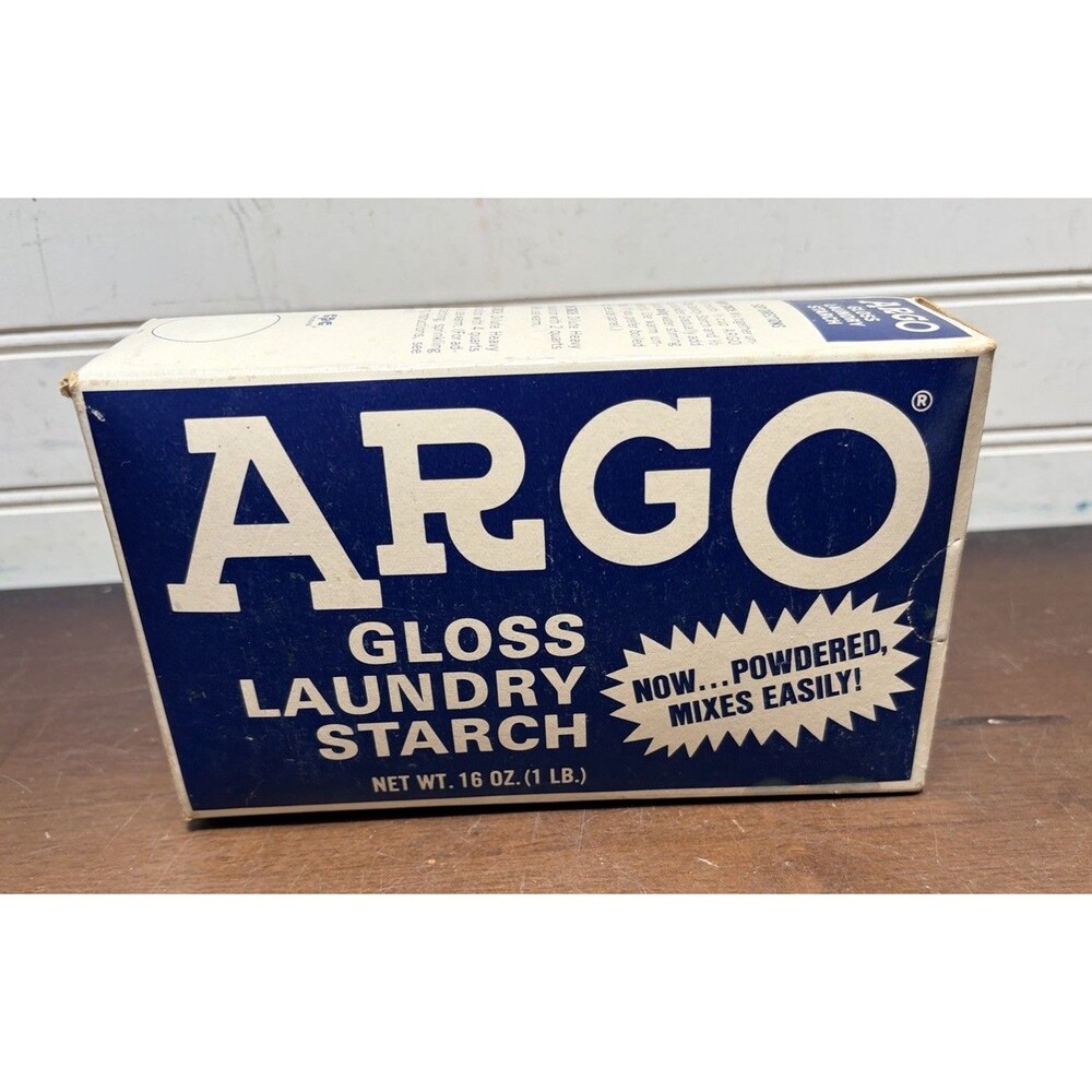 Vintage ARGO Gloss Laundry Starch 16 oz New Old Stock Sealed Blue Box